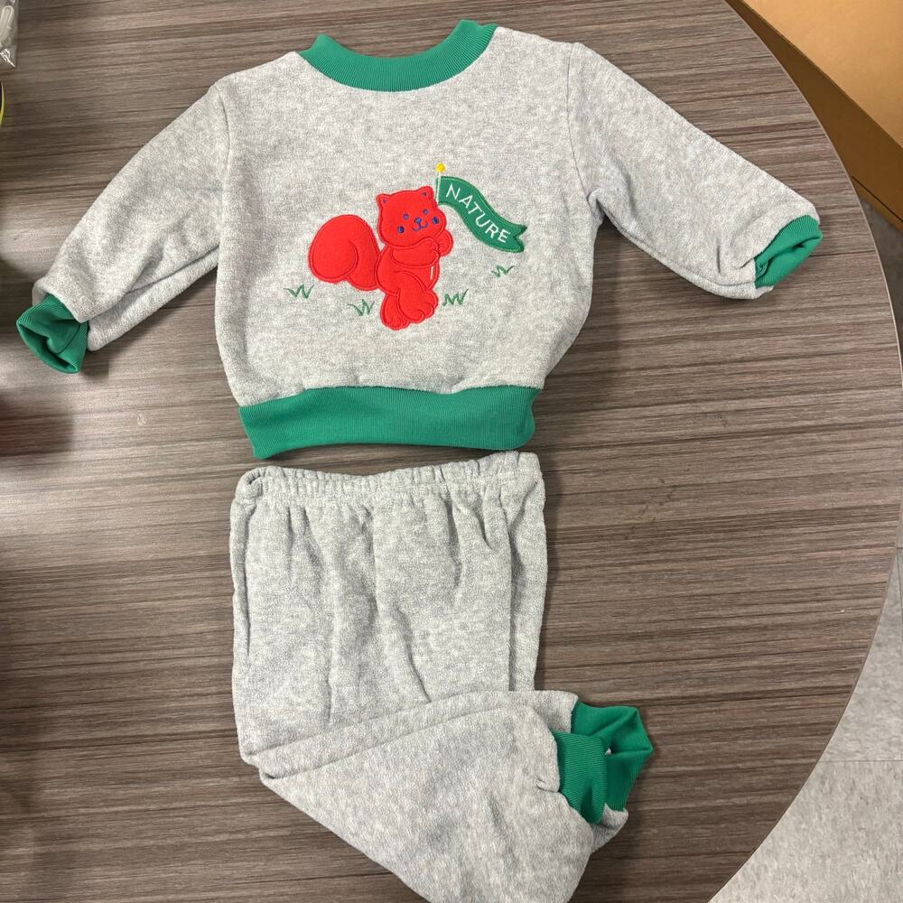 Vintage Y2K Bibi Goose Squirrel Nature Embroidered Sweatsuit Set– 18M
